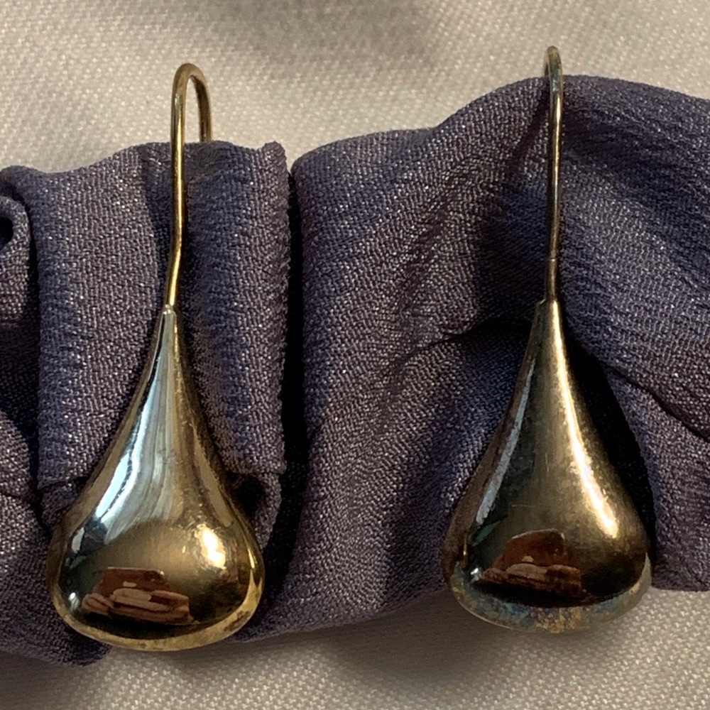 Vintage Sterling silver with gold overlay teardrop dangle earrings, euro…
